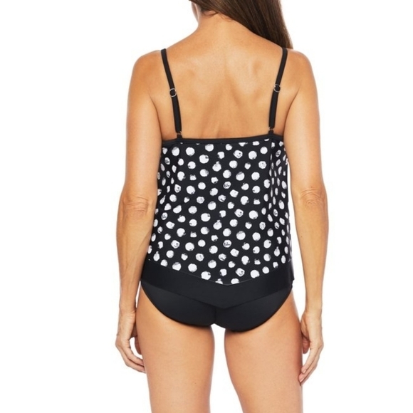 Maxine of Hollywood Dandelion Dot Flutter Swimsuit TOP, Black, 16 - Picture 2 of 2